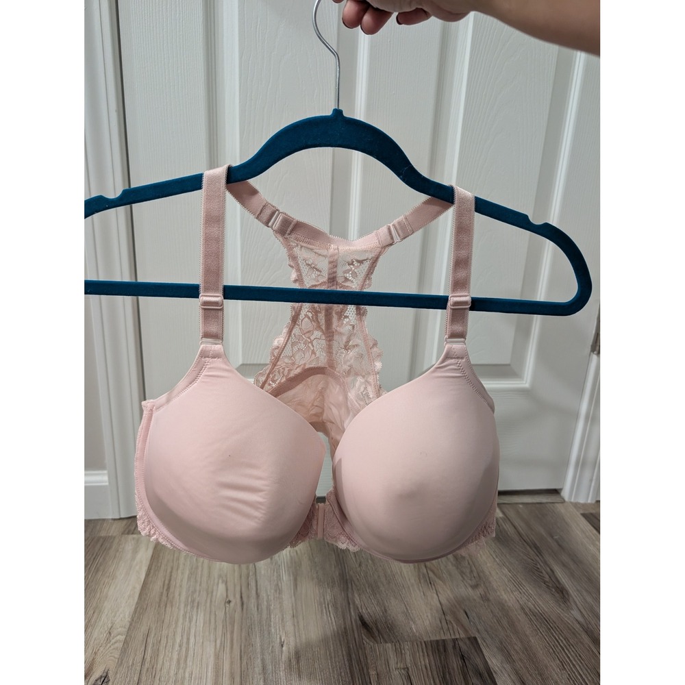 Torrid, 44D, Perfect T-Shirt Bra, Front Close, Lightly Lined, Racerback, Pink